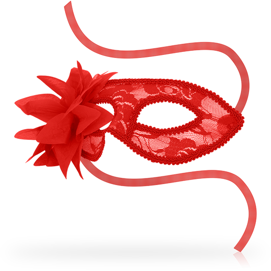 MASQUE DENTELLE ET FLEUR ROUGE