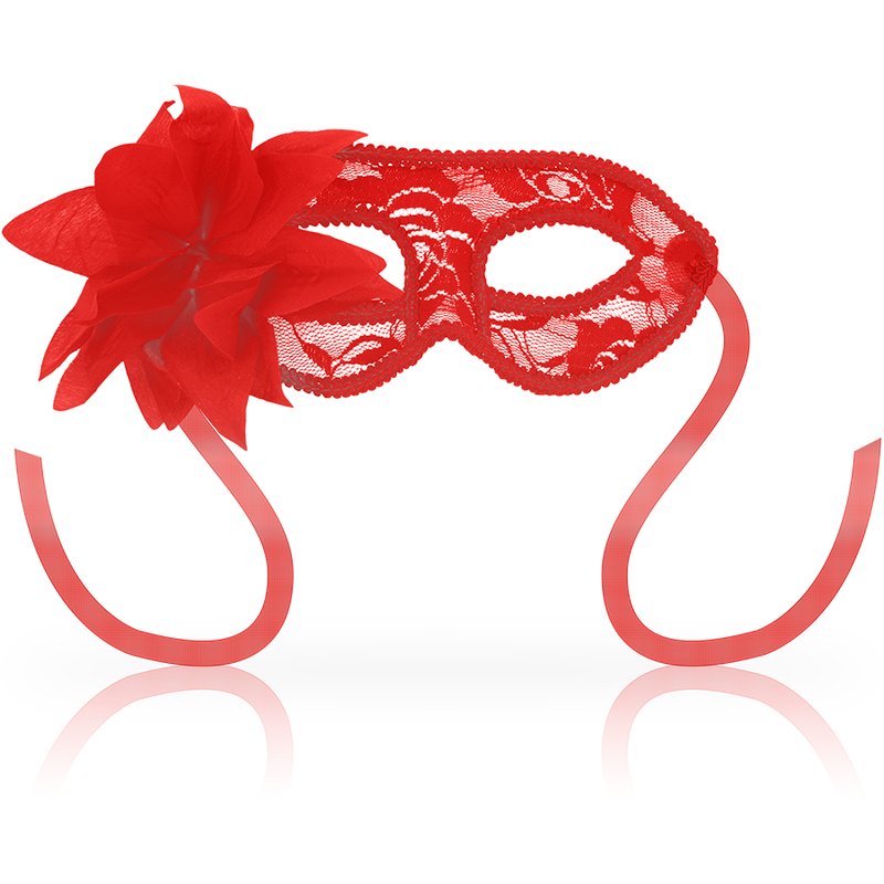 MASQUE DENTELLE ET FLEUR ROUGE