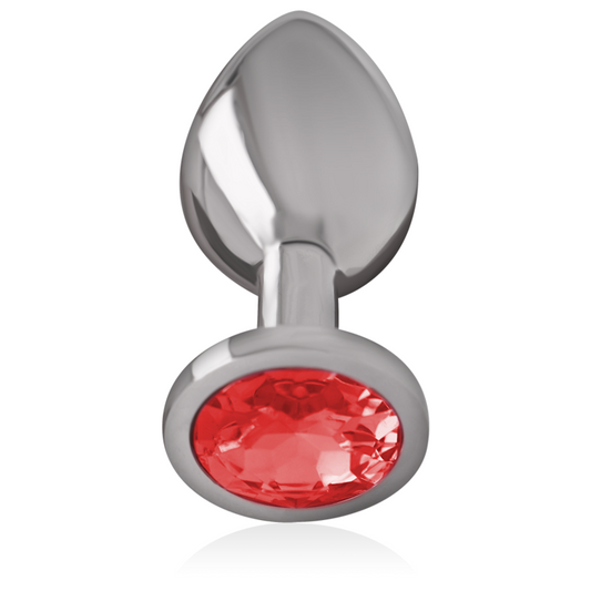PLUG ANAL EN MÉTAL ALUMINIUM AVEC CRISTAL ROUGE TAILLE L