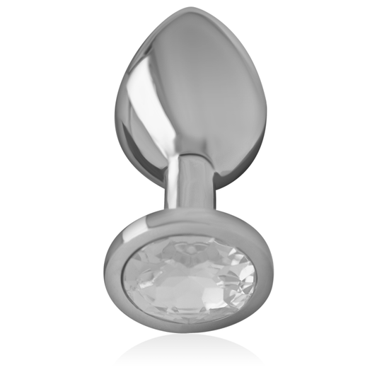 PLUG ANAL EN MÉTAL ALUMINIUM AVEC CRISTAL DARGENT TAILLE S