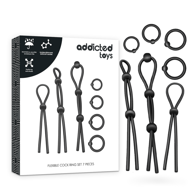 ADDICTED TOYS - ENSEMBLE D'ANNEAUX PÉNIS FLEXIBLE EN SILICONE 7 PIÈCES
