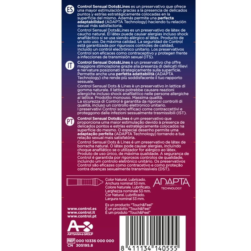 CONTROL - PRESERVATIFS SENSUEL 12 UNITÉS