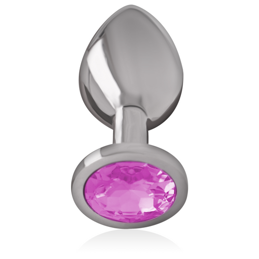 PLUG ANAL EN MÉTAL ALUMINIUM AVEC CRISTAL ROSE TAILLE L