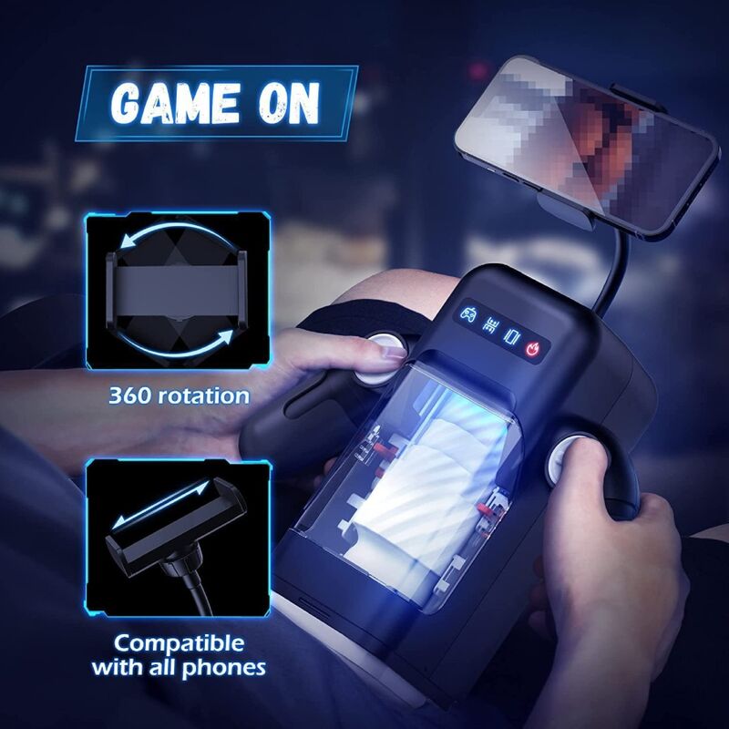 GAME CUP - MASTURBATEUR À VIBRATION DE POUSSÉE AVEC FONCTION CHAUFFANTE ET SUPPORT MOBILE