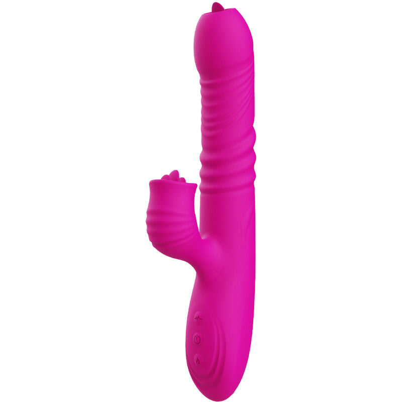 VIBROMASSEUR MULTIFONCTION DOUBLE LANGUE FANNY EFFET CHALEUR FUCHSIA