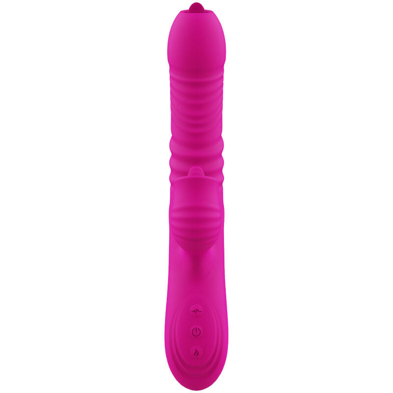 VIBROMASSEUR MULTIFONCTION DOUBLE LANGUE FANNY EFFET CHALEUR FUCHSIA