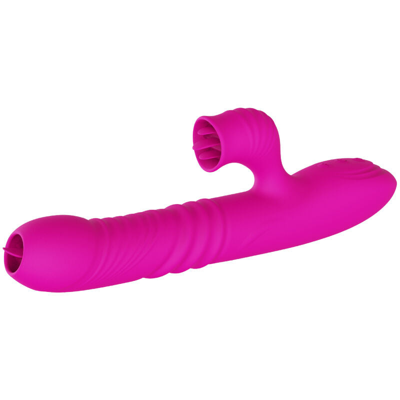 VIBROMASSEUR MULTIFONCTION DOUBLE LANGUE FANNY EFFET CHALEUR FUCHSIA