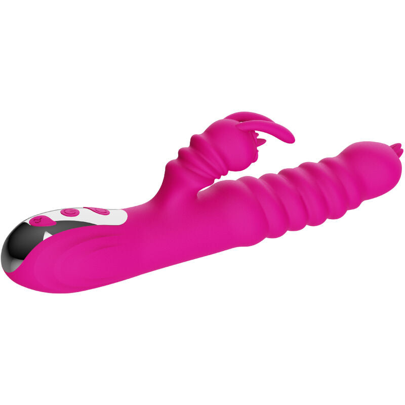 VIBROMASSEUR MULTIFONCTION RABBIT DOUBLE LANGUE EFFET CHALEUR FUCHSIA