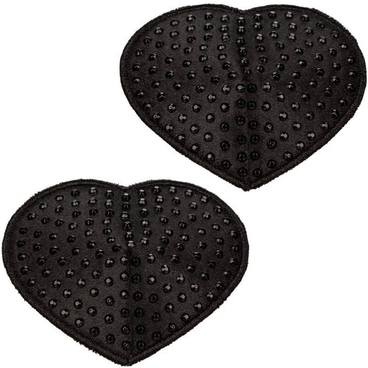 CACHES TÉTONS COEUR NOIR AVEC PERLES
