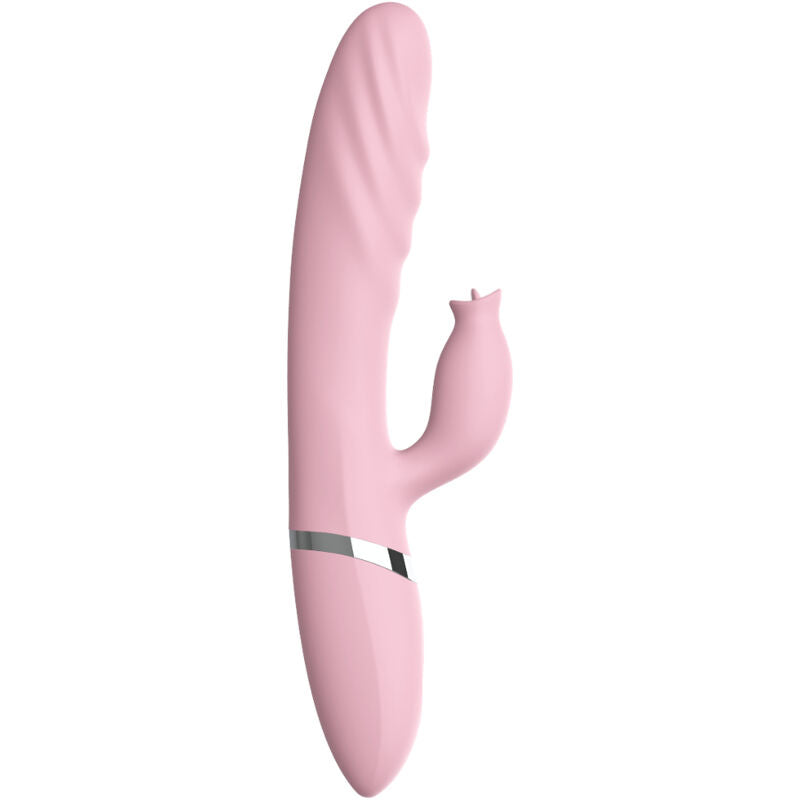 VIBROMASSEUR ET POUSSOIR AVEC LANGUE EFFET CHALEUR ROSE