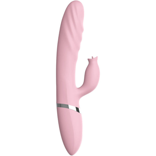VIBROMASSEUR ET POUSSOIR AVEC LANGUE EFFET CHALEUR ROSE