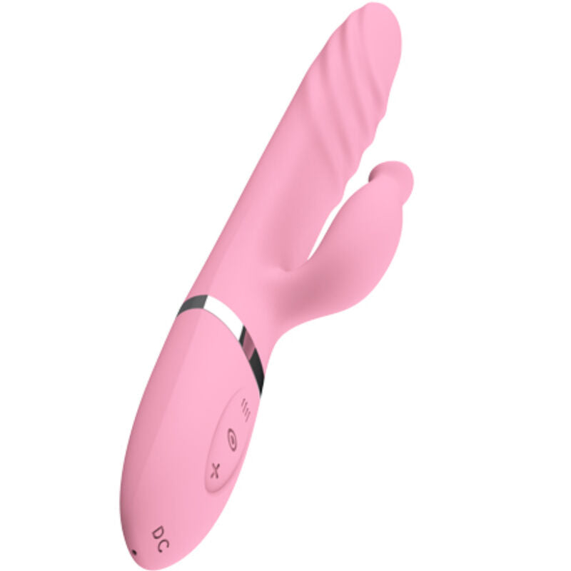 VIBROMASSEUR ET POUSSOIR AVEC LANGUE EFFET CHALEUR ROSE