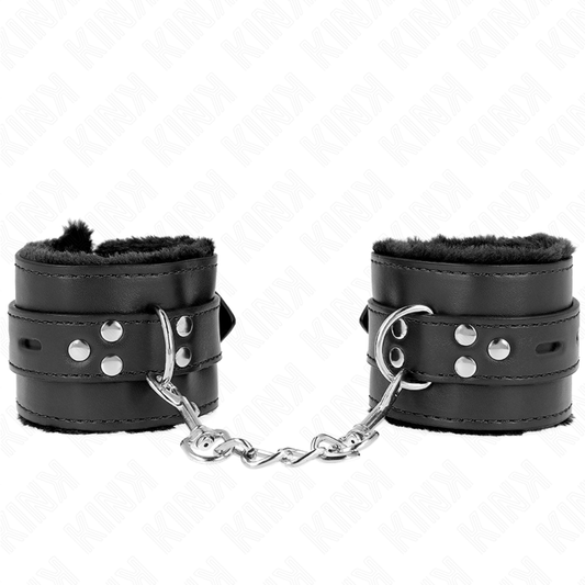 MENOTTES DOUBLÉS DE FOURRURE NOIRE