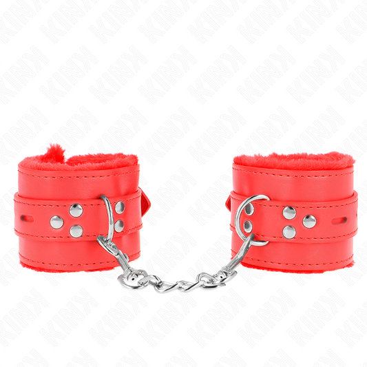 MENOTTES DOUBLÉS DE FOURRURE ROUGE