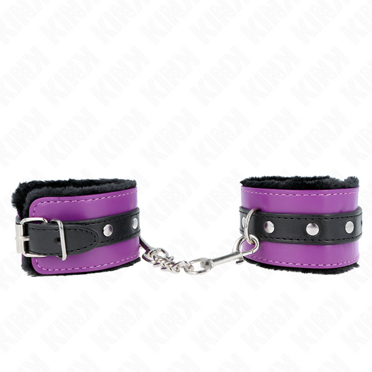 MENOTTES DOUBLÉS DE FOURRURE VIOLET ET NOIR