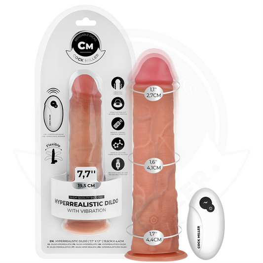 COCK MILLER - GODE RÉALISTE AVEC VENTOUSE ET VIBRATIONS 19,5 CM