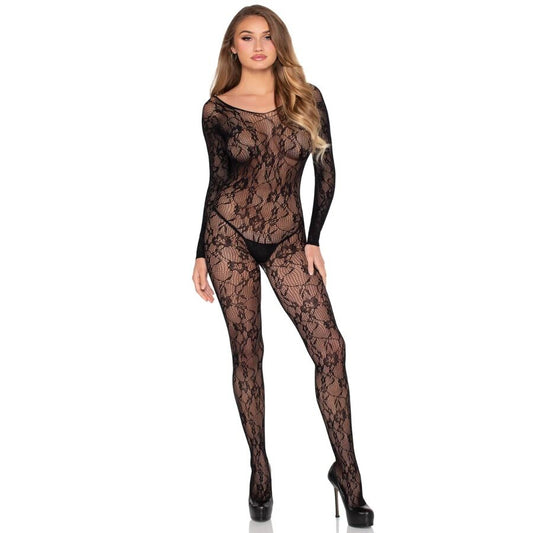 LEG AVENUE - BODYSTOCKING EN DENTELLE NOIR - TAILLE UNIQUE