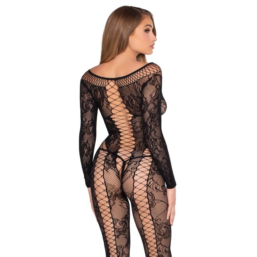 LEG AVENUE - 89369 COMBINAISON EN RÉSILLE ET DENTELLE NOIRE