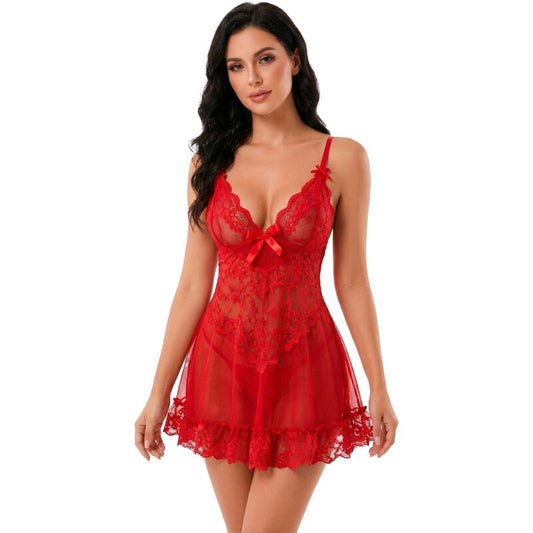 LIVCO CORSETTI FASHION - ENSEMBLE NUISETTE + STRING ROUGE