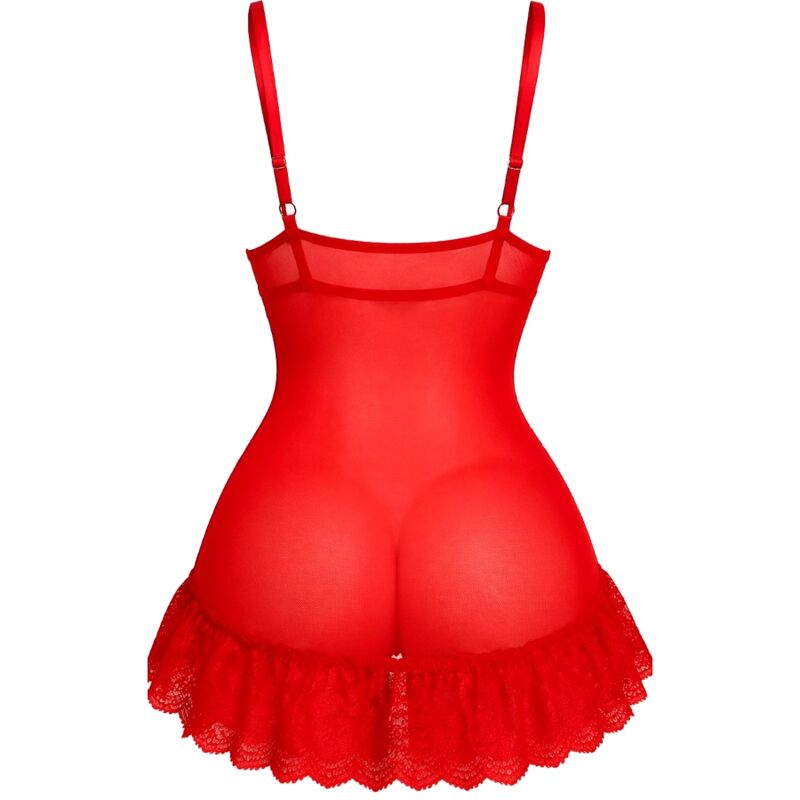 LIVCO CORSETTI FASHION - ENSEMBLE NUISETTE + STRING ROUGE