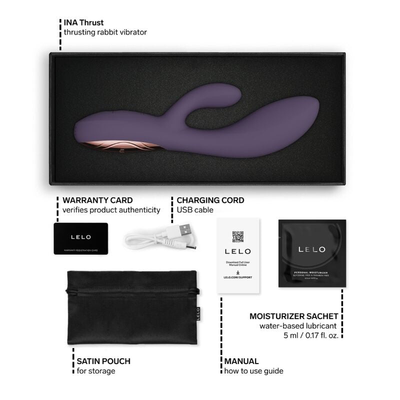 LELO - INA THRUST RABBIT VIBROMASSEUR À POUSSÉE VIOLET