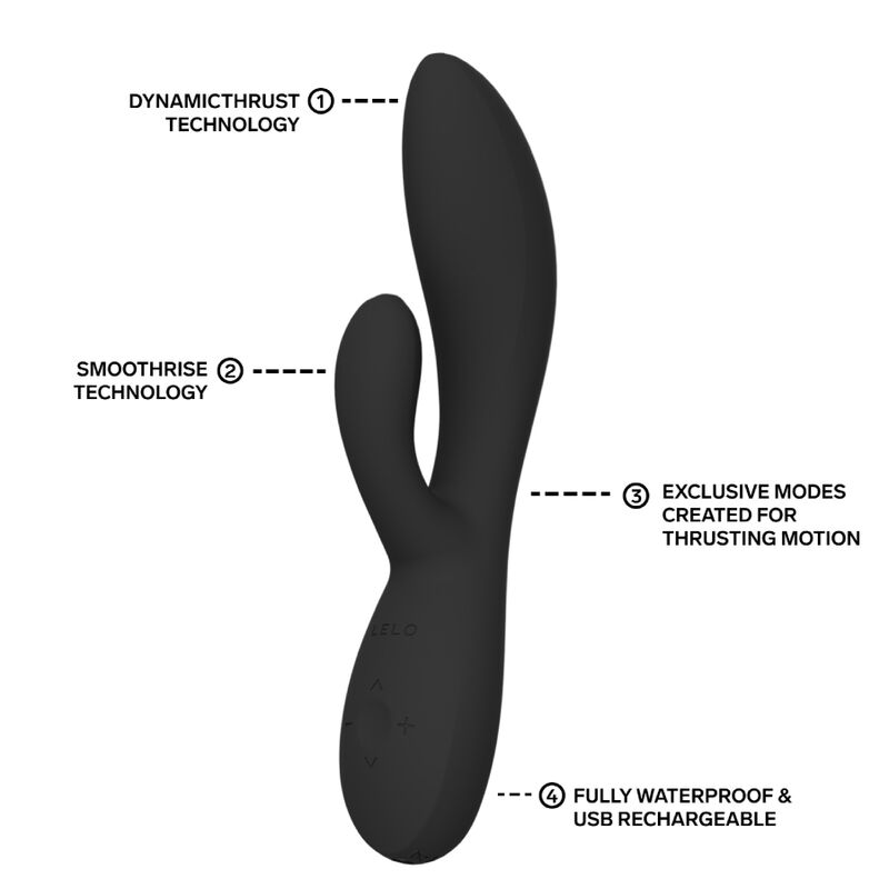LELO - INA THRUST RABBIT VIBROMASSEUR À POUSSÉE NOIR
