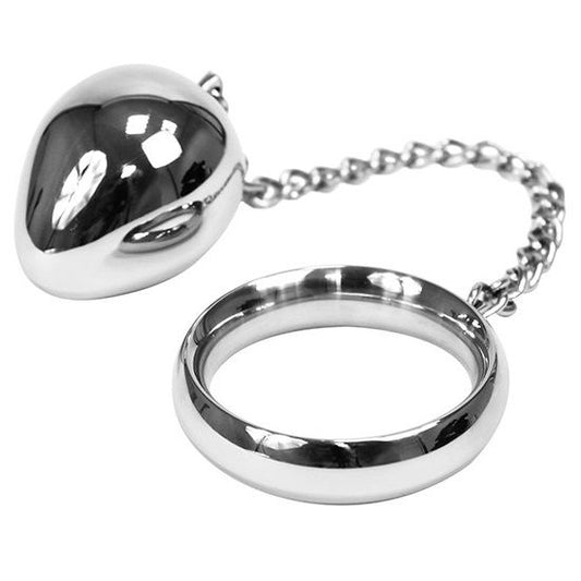 METAL HARD - ANNEAU PÉNIEN 40MM + CHAÎNE AVEC PLUG MÉTALLIQUE