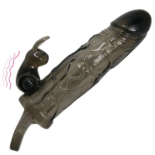 MANCHON D'EXTENSION DE PÉNIS RABBIT NOIR 16.5 CM
