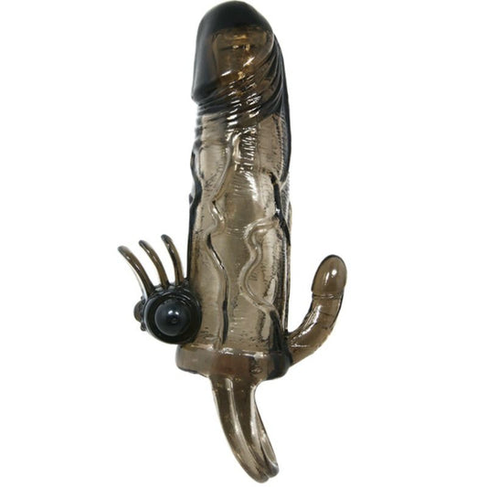 MANCHON D'EXTENSION DE PÉNIS AVEC STIMULATION CLITO ET ANAL 16.5 CM
