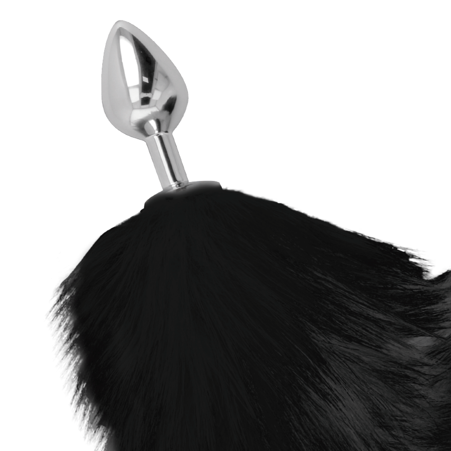 PLUG ANAL ARGENT 8 CM AVEC QUEUE NOIRE