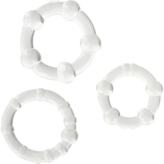 ENSEMBLE DE 3 ANNEAUX PÉNIS TRANSPARENTS