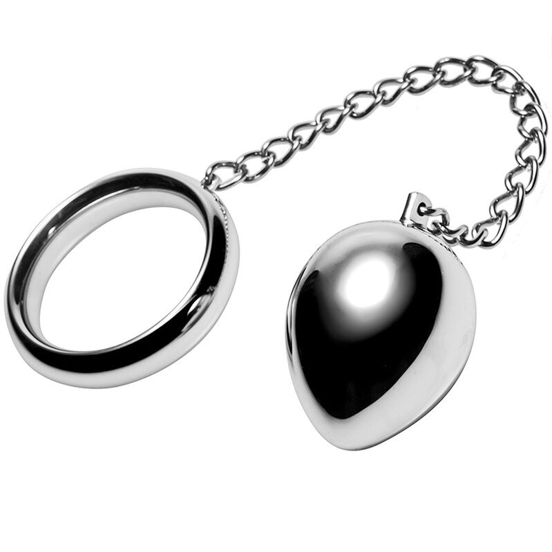 METAL HARD - ANNEAU PÉNIEN 40MM + CHAÎNE AVEC PLUG MÉTALLIQUE