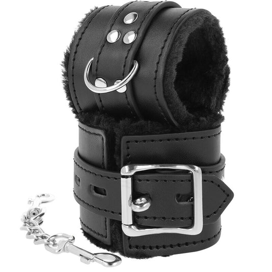 MENOTTES DOUBLÉES FOURRURE NOIRES