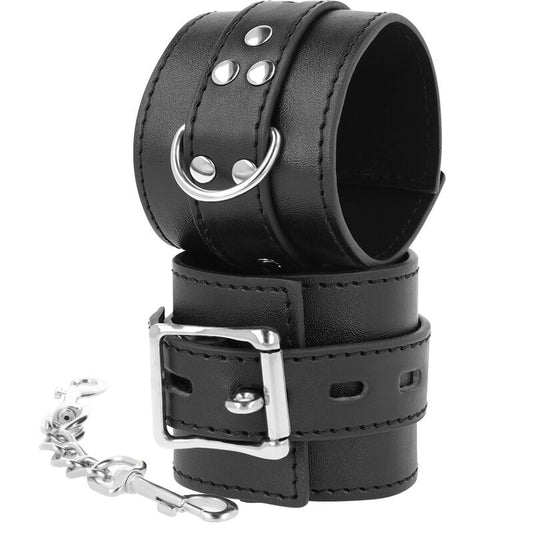 MENOTTES EN SIMILI CUIR NOIR